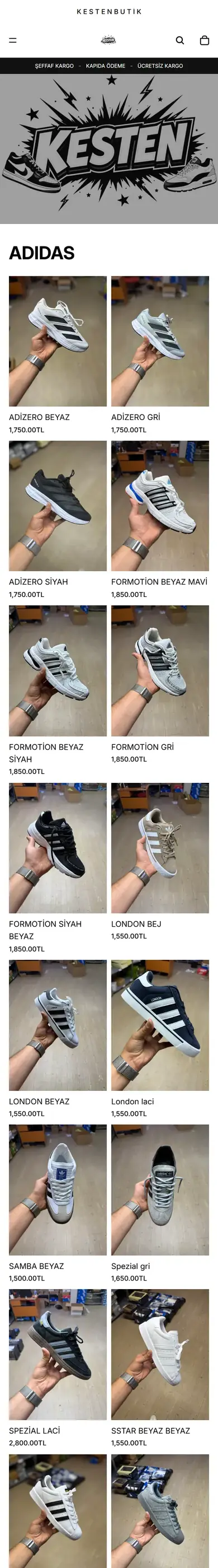 Kesten Butik mobil görünümü